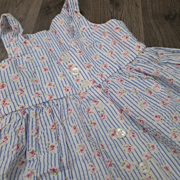 Ralph Lauren Toddler Girl Dress Floral Blue Button Down Back Size 2T - Picture 3 of 6